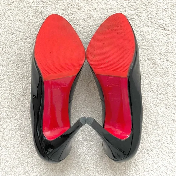 Christian Louboutin Black Patent Leather Pumps Heels - Picture 5 of 6